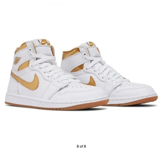 White and Gold High-Top Sneakers