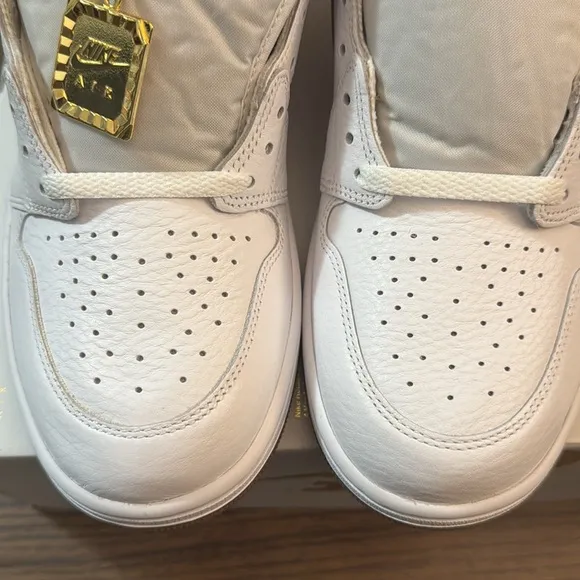 White and Gold High-Top Sneakers