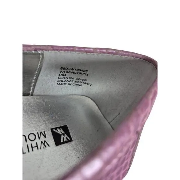 White Mountain Lavender Pink Metallic Embossed Croc Driving Loafers Sz 9 NWOT