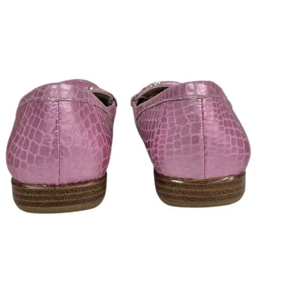 White Mountain Lavender Pink Metallic Embossed Croc Driving Loafers Sz 9 NWOT
