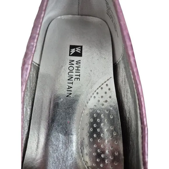 White Mountain Lavender Pink Metallic Embossed Croc Driving Loafers Sz 9 NWOT