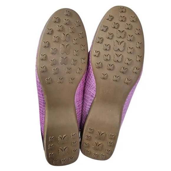 White Mountain Lavender Pink Metallic Embossed Croc Driving Loafers Sz 9 NWOT