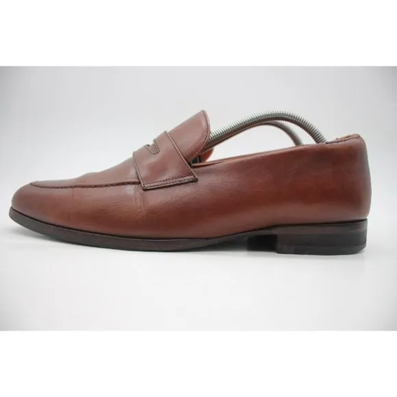 WOLF &amp; SHEPHERD  Brown Ringer Leather Penny Loafers Men's Size 10.5 Dress Shoes