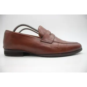 WOLF &amp; SHEPHERD  Brown Ringer Leather Penny Loafers Men's Size 10.5 Dress Shoes