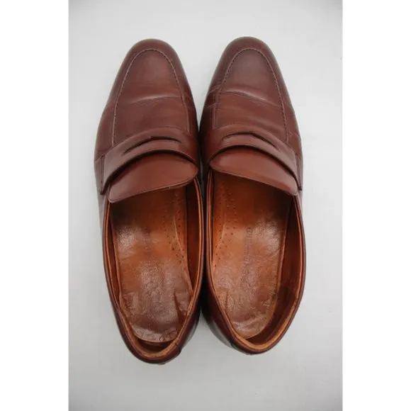 WOLF &amp; SHEPHERD  Brown Ringer Leather Penny Loafers Men's Size 10.5 Dress Shoes