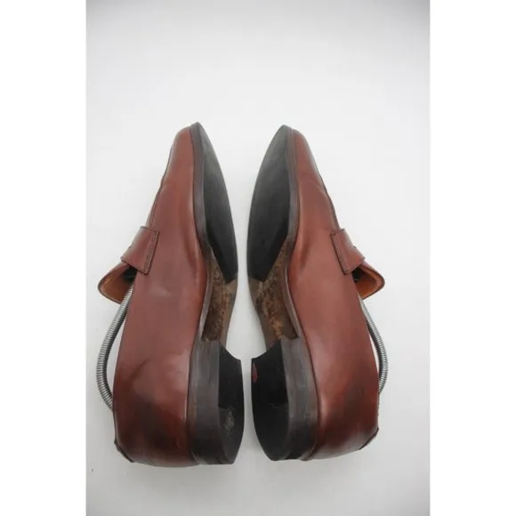 WOLF &amp; SHEPHERD  Brown Ringer Leather Penny Loafers Men's Size 10.5 Dress Shoes