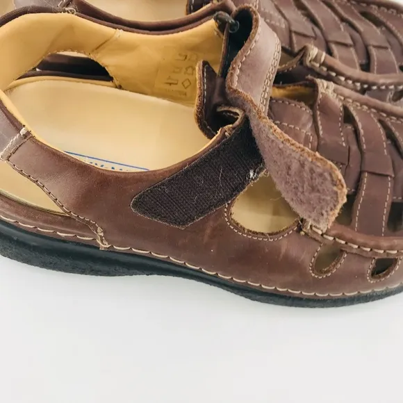 Wolky Men's Leather Sandals Velcro Closure Brown Size 40