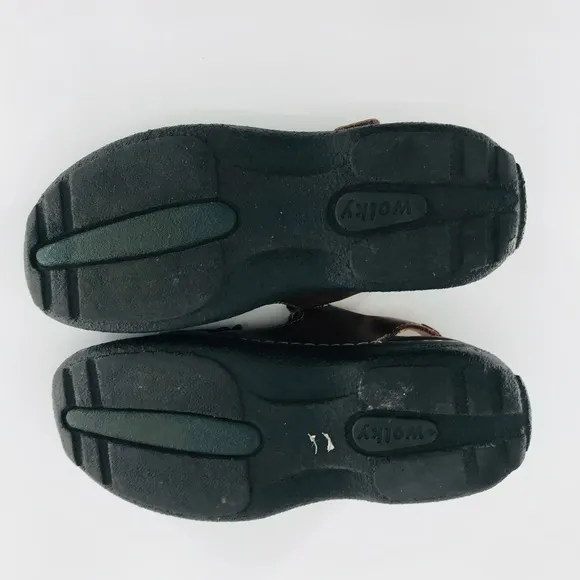 Wolky Men's Leather Sandals Velcro Closure Brown Size 40