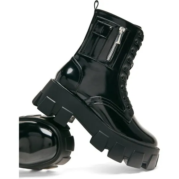 ⭐Women Combat Boots Fall Boots Lace-up Combat Boots Ankle Booties Platform Shoes
