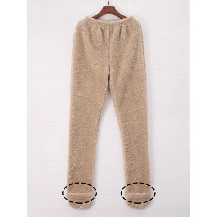 Women Coral Fleece Socks Leggings Winter Warm Sleepwear