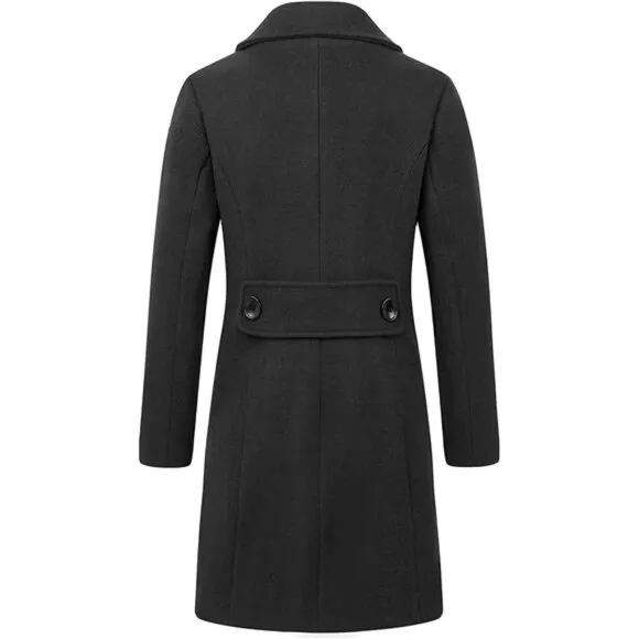 Women Elegant Double Breasted OverCoat Black
