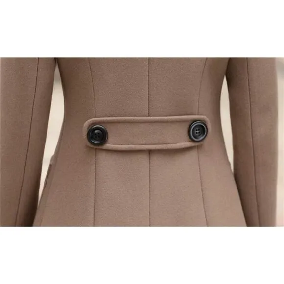 Women Elegant Double Breasted OverCoat Brown