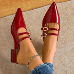Women Flat Loafers Half Slippers Pointed Toe Mary Jane Mule Shoes