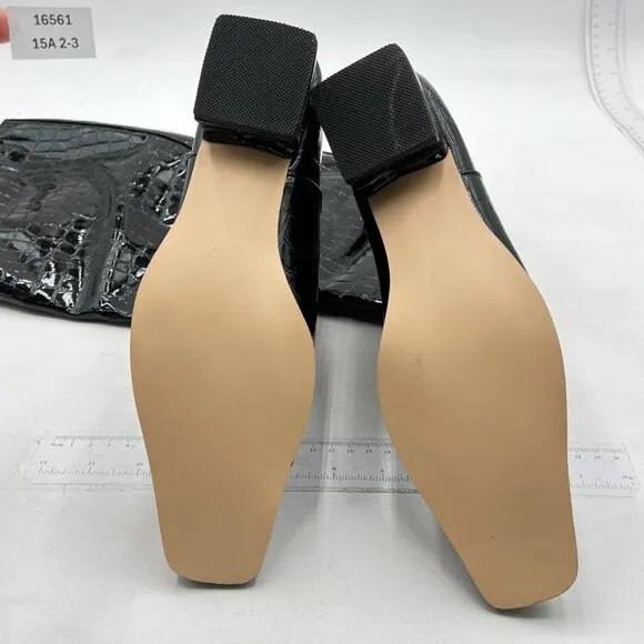 Women Knee High Boots Chunky Low Heel Tall Boots Faux Leather Boots Black