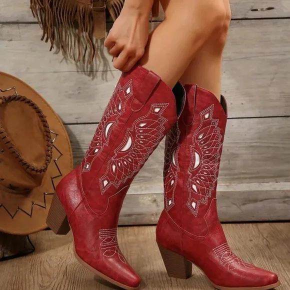 Women Knee-High Knight Boots, 2024 Autumn New Genuine Leather Pointed-Toe Americ