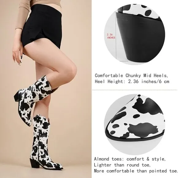 Women mid calf cowboy boots