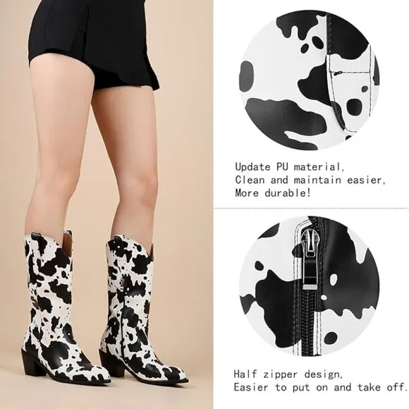 Women mid calf cowboy boots