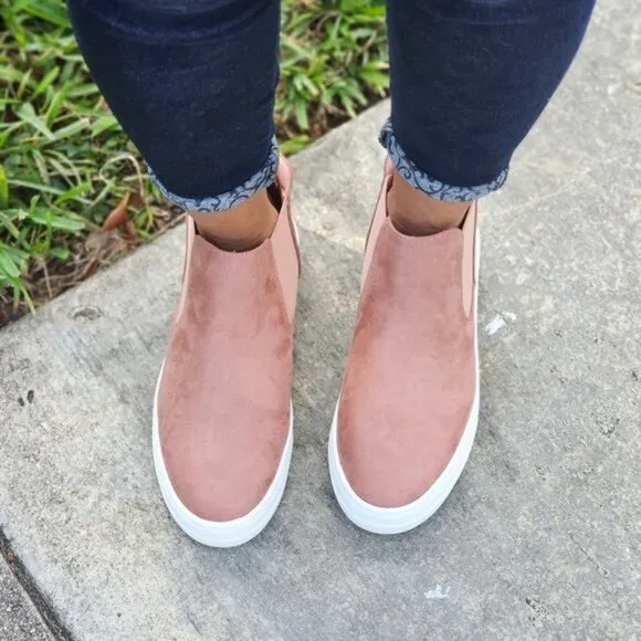 Women's Chelsea Shoes Slip On Canvas‎ High Top Sneakers