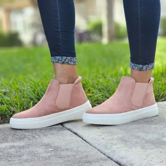 Women's Chelsea Shoes Slip On Canvas‎ High Top Sneakers