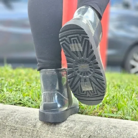 Womens Clear Black Color Ankle Comfort Boots