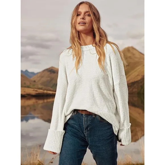 Women's Crewneck Long Sleeve Oversized Warm Pullover Sweater Top