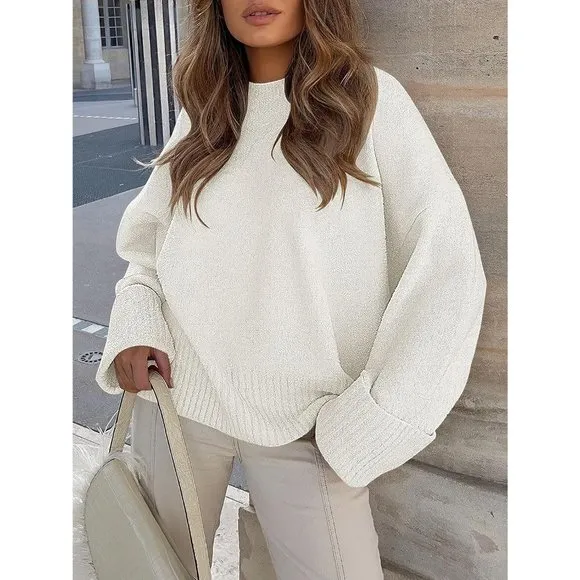 Women's Crewneck Long Sleeve Oversized Warm Pullover Sweater Top