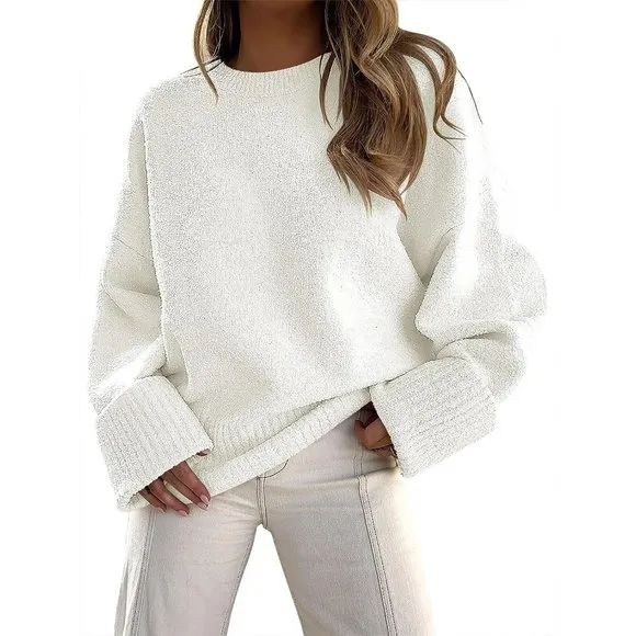 Women's Crewneck Long Sleeve Oversized Warm Pullover Sweater Top