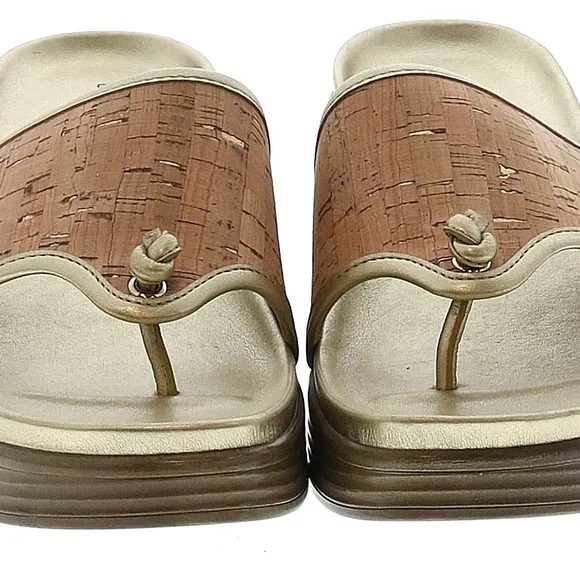 Women's Donald Pliner Sandals, Size 9.5M, Gold/Brown Leather
