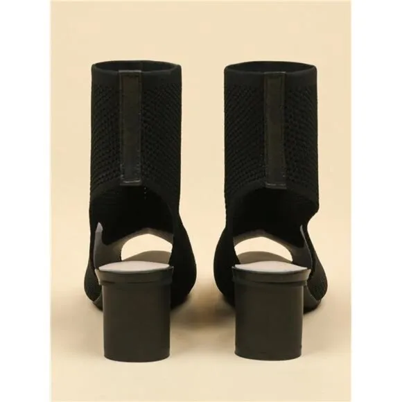 Women's Fabric Peep Toe High Heel Boots With Chunky Heel And Elastic Material