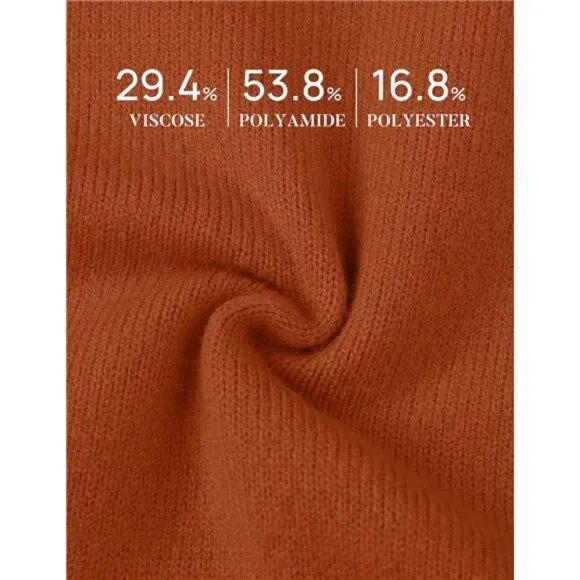 Women's Fleece Sherpa Lined Sweater Thermal Shirts Long Sleeve Pullover, Rust