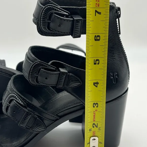 Womens Frye Danica Gladiator Sandals Western Buckle 3” Block Heel Back Zipper 7M