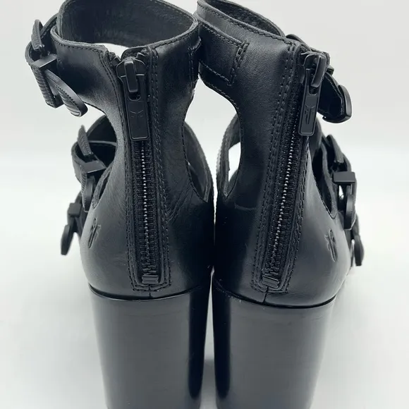 Womens Frye Danica Gladiator Sandals Western Buckle 3” Block Heel Back Zipper 7M