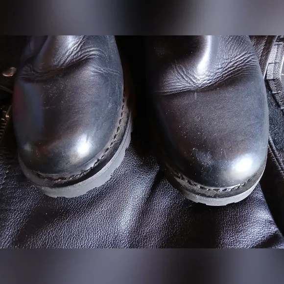 Womens Harley Davidson Black Leather Boots, Sz 9 Mid Calf Gently Worn