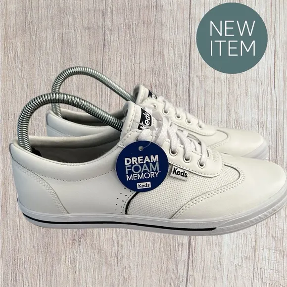 Women’s Keds Courty Core Lace Up White Leather Sneaker, Size 8 1/2. Brand New!