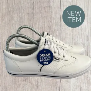 Women’s Keds Courty Core Lace Up White Leather Sneaker, Size 8 1/2. Brand New!