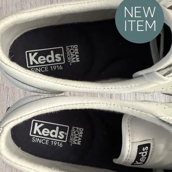 Women’s Keds Courty Core Lace Up White Leather Sneaker, Size 8 1/2. Brand New!