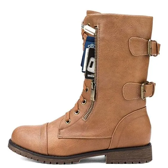 Women's Lace Up Mid Calf Boots