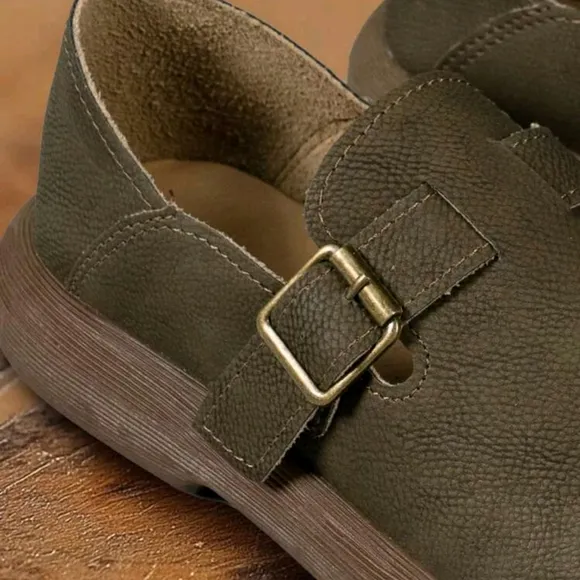 Women's New Vintage ,PU  Leather Flats, Thick Sole, Soft Material