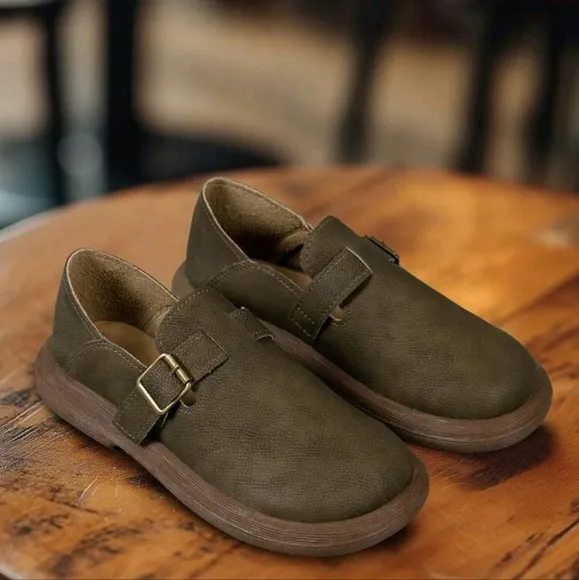 Women's New Vintage ,PU  Leather Flats, Thick Sole, Soft Material