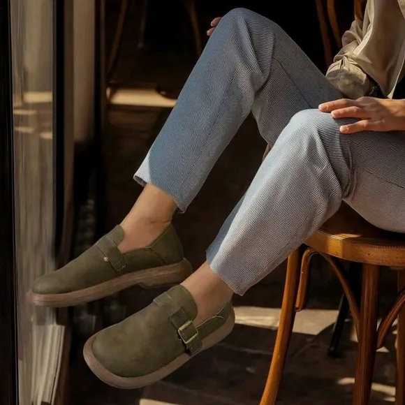 Women's New Vintage ,PU  Leather Flats, Thick Sole, Soft Material