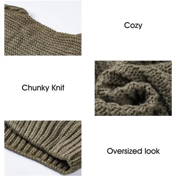 Women's Open Front Long Sleeve Chunky Knit Cardigan Sweaters Loose Outwear Coat