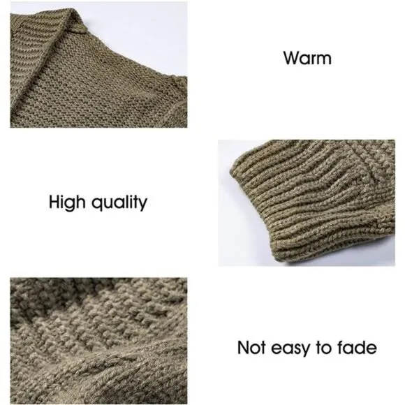 Women's Open Front Long Sleeve Chunky Knit Cardigan Sweaters Loose Outwear Coat