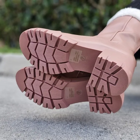 Women's Sherpa Faux Fur Ankle Boot Blush Color