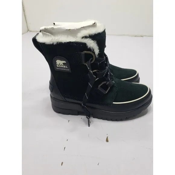 Women's Sorel Tivoli IV WP Waterproof Black Boots Size 7 Lace Up Mid Calf