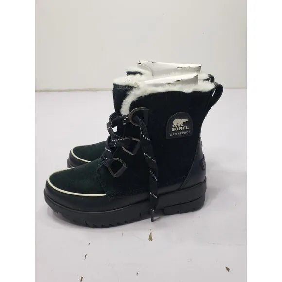 Women's Sorel Tivoli IV WP Waterproof Black Boots Size 7 Lace Up Mid Calf
