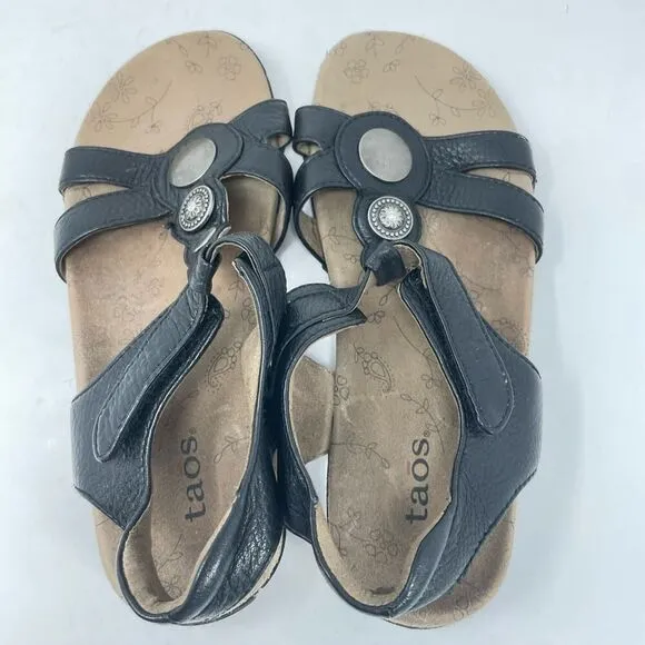 Women's Taos Black Leather Sandals sz. 6