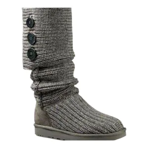 Women's Ugg Cardy Grey Knit Pullover Sweater Boots 7M