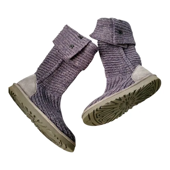 Women's Ugg Cardy Grey Knit Pullover Sweater Boots 7M