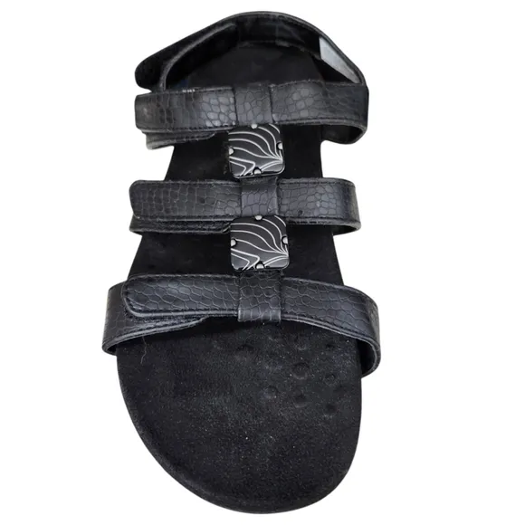 Women's Vionic Black Amber Sandals, Size 7, Arch Support, EUC