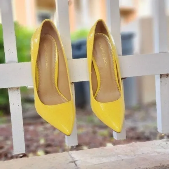 Women's Yellow Pointed Toe Stiletto Pumps High Heels
